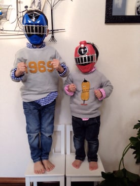 「スウェット×シャツ」｜hiron1128さん（キッズ・110cm）の冬コーディネート