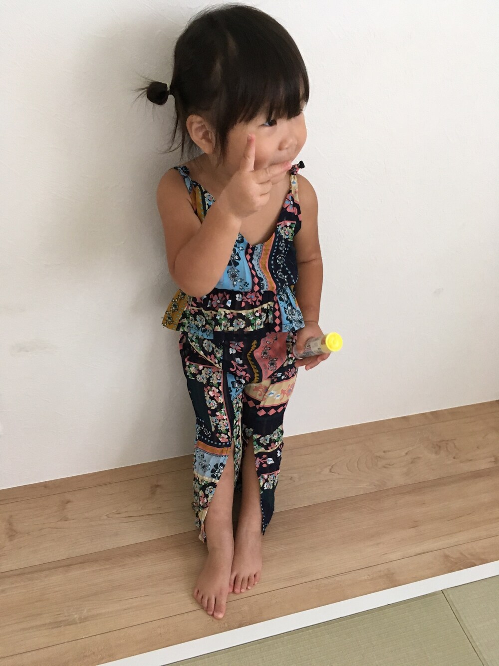 「娘コーデ、2歳、summer、娘、女の子、韓国子供服」｜「韓国子供服のアイテム（キャミソール、その他）」を使った、かえこさん（キッズ・90cm）の夏コーディネートの1枚目の写真