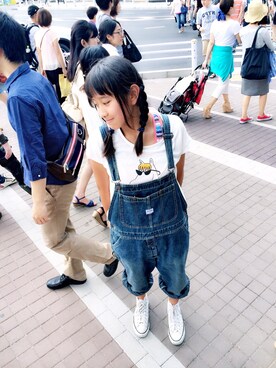 「こども ビームス（コドモビームス）のアイテム（つなぎ/オールインワン）」を使った、ま   つ   ざ   わ   ☆さん（レディース・160cm）の夏コーディネート
