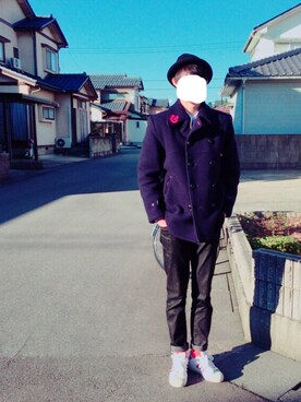 「スポーツミックス」｜「アイテム（ピーコート）」を使った、⭐りゅーちゃん社長⭐︎さん（メンズ・183cm）の冬コーディネート