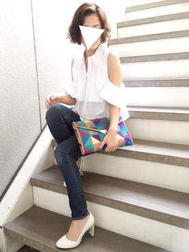 「TSURU（ツル）のアイテム（バッグ）」を使った、ヤマキミさん（レディース・154cm）の夏コーディネート