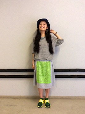 「さしいろ」｜「アイテム（帽子）」を使った、MIYAさん（レディース・159cm）の夏コーディネート