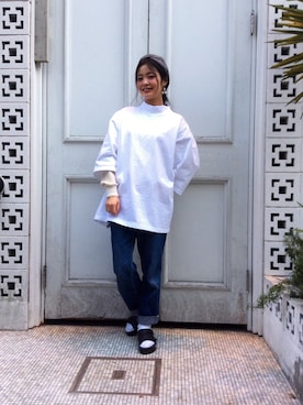 「アイテム（スウェット）」を使った、MIYAさん（レディース・159cm）の冬コーディネート