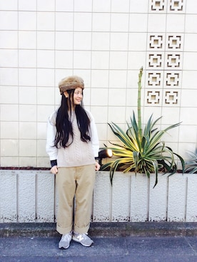 「アイテム（レッグウェア）」を使った、MIYAさん（レディース・159cm）の冬コーディネート