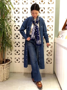 「BEAMS BOY（ビームスボーイ）のアイテム（シャツワンピース）」を使った、MIYAさん（レディース・159cm）の夏コーディネート