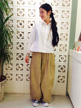 「ヒザデルパンツ」｜MIYAさん（レディース・159cm）の秋コーディネート