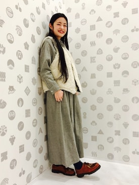 「UNUSED」｜「アイテム（ワンピース/ドレス）」を使った、MIYAさん（レディース・159cm）の冬コーディネート
