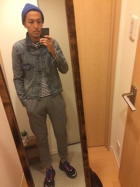「LOOPWHEELER（ループウィラー）のアイテム（パンツ）」を使った、YUJIさん（メンズ・176cm）の秋コーディネート
