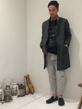 「mythography（ミソグラフィー）のアイテム（その他シューズ）」を使った、daiki_nakaneさん（メンズ・182cm）の冬コーディネート