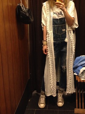 「PULL&BEAR（プルアンドベア）のアイテム（ポンチョ）」を使った、Oliverさん（レディース・161cm）の夏コーディネート