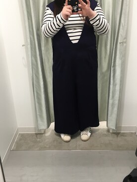 「GU（ジーユー）のアイテム（つなぎ/オールインワン）」を使った、ぁゅさん（レディース・155cm）の春コーディネート
