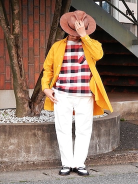 「アイテム（ベスト、レッド系）」を使った、DUGさん（メンズ・176cm）の夏コーディネート