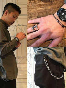 「アイテム（ウォレットチェーン）」を使った、Keiichi Kuribayashiさん（メンズ・170cm）の冬コーディネート