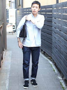 「腕まくり」｜「アイテム（財布/小物）」を使った、Keiichi Kuribayashiさん（メンズ・170cm）の春コーディネート