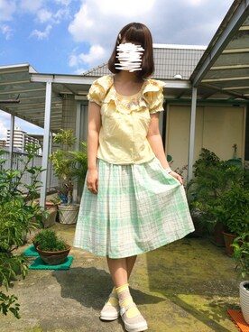 「アイテム（ピアス（片耳用）、ブラウン系）」を使った、なぁちゃんさん（レディース・156cm）の夏コーディネート