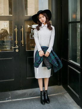 「スウェットワンピース」｜OVoVO（オーヴォ）さん（レディース・163cm）の冬コーディネート