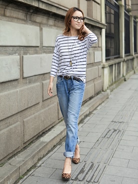 「ボーイフレンドデニム」｜OVoVO（オーヴォ）さん（レディース・163cm）の春コーディネート