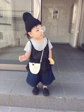 「キッスコーデ」｜「アイテム（ニットキャップ/ビーニー）」を使った、HINAさん（キッズ・70cm）の秋コーディネート