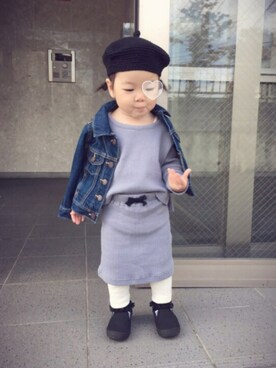 「babygap」｜「アイテム（ハンチング/ベレー帽）」を使った、HINAさん（キッズ・70cm）の秋コーディネート