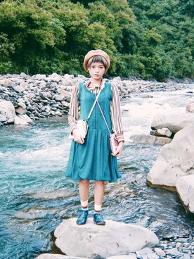 「5（ファイブ）のアイテム（帽子）」を使った、PeiPei さん（レディース・164cm）の秋コーディネート