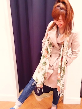 「アイテム（トレンチコート）」を使った、Minori Nishiokaさん（レディース・152cm・10代）の春コーディネート