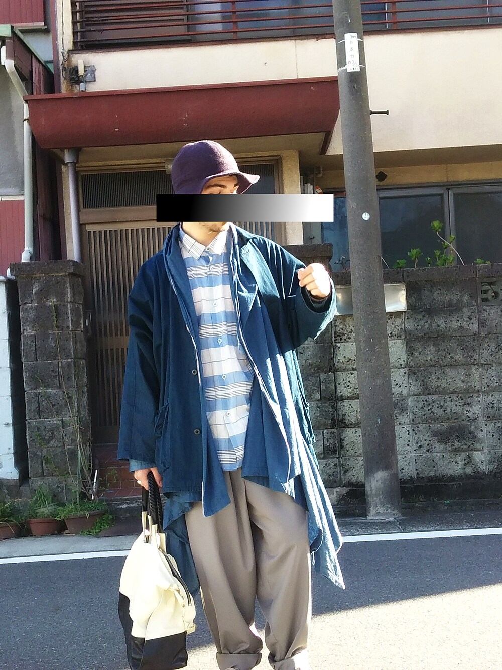 「N.HOOLYWOOD、CONVERSE ADDICT、NEEDLES、edwina horl、cornelian taurus」｜「NeedlesのWool hat（ハット、パープル系）」を使った、Jakeさん（メンズ・178cm）の春コーディネートの1枚目の写真