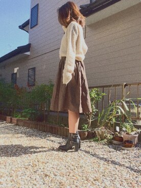 「CIAOPANIC（チャオパニック）のアイテム（スカート、グリーン系）」を使った、HANA.M.Yさん（レディース・154cm）の秋コーディネート