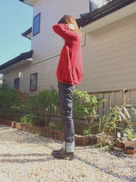 「UNIQLO（ユニクロ）のアイテム（デニムパンツ、ブルー系）」を使った、HANA.M.Yさん（レディース・154cm）の秋コーディネート