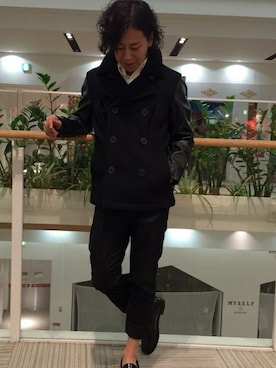 「AVIREX（アヴィレックス）のアイテム（ピーコート）」を使った、SINGOさん（メンズ・171cm）の冬コーディネート