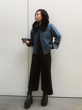「UNIF（ユニフ）のアイテム（その他シューズ）」を使った、sojinhanさん（レディース・160cm）の冬コーディネート