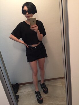 「UNIF（ユニフ）のアイテム（サンダル）」を使った、sojinhanさん（レディース・160cm）の夏コーディネート