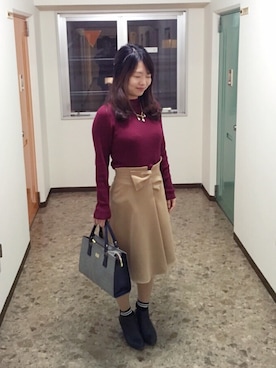 「Simplicite（サンプリシテ）のアイテム（ブーティ）」を使った、Sanaさん（レディース・152cm）の冬コーディネート