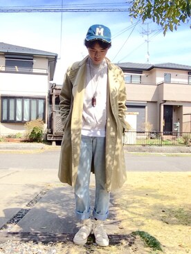 「USA」｜「アイテム（トレンチコート）」を使った、M.FUMIYAさん（メンズ・168cm）の春コーディネート