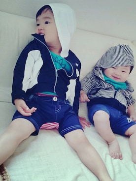 「フード」｜Keishiroさん（キッズ・90cm）の夏コーディネート