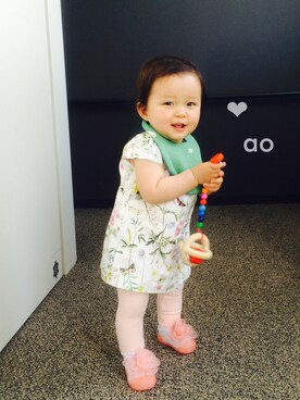 「アイテム（ママ＆ベビー、グリーン系）」を使った、aoaoさん（キッズ・70cm）の春コーディネート