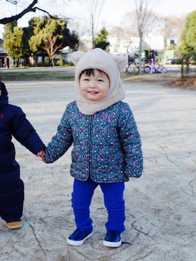 「アイテム（ナイロンジャケット）」を使った、aoaoさん（キッズ・90cm）の冬コーディネート