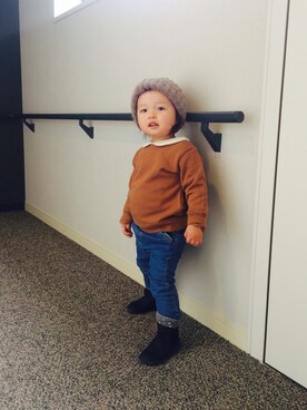 「CABANE de ZUCCa（カバンドズッカ）のアイテム（帽子）」を使った、aoaoさん（キッズ・90cm）の冬コーディネート
