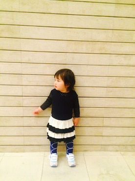 「アイテム（タイツ/ストッキング、ブルー系）」を使った、aoaoさん（キッズ・90cm）の春コーディネート