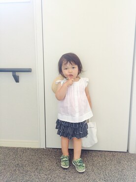 「PETIT BATEAU（プチバトー）のアイテム（スカート）」を使った、aoaoさん（キッズ・90cm）の夏コーディネート