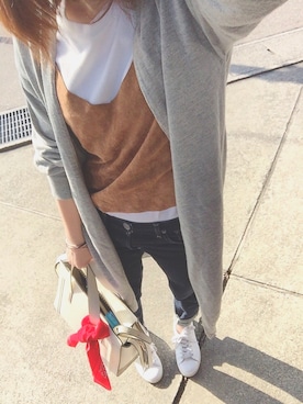 「アイテム（その他トップス、ブラウン系）」を使った、Miさん（レディース・163cm）の春コーディネート