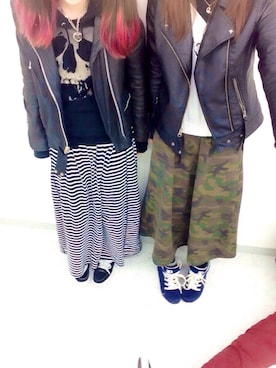 「ボーター」｜「アイテム（ライダースジャケット）」を使った、halさん（レディース・151cm）の冬コーディネート