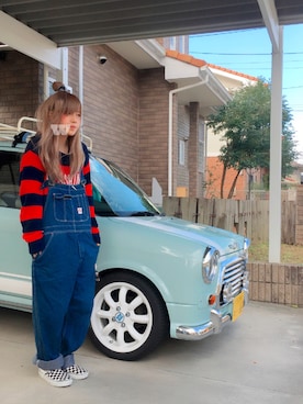 「RNA（アールエヌエー）のアイテム（サロペット/オーバーオール）」を使った、halさん（レディース・151cm）の冬コーディネート
