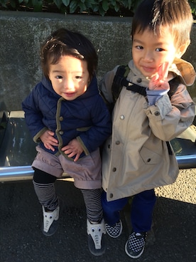 「アイテム（ナイロンジャケット）」を使った、Nさん（キッズ・80cm）の冬コーディネート