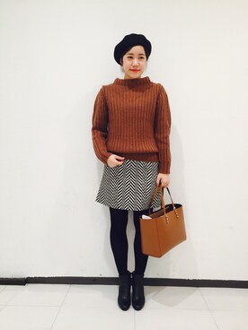 「ADAM ET ROPE'（アダムエロペ）のアイテム（ハンチング/ベレー帽）」を使った、mai kakegawaさん（レディース・162cm）の秋コーディネート