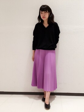 mai kakegawaさんの「タフタアコーディンプリーツスカート」を使ったコーディネート