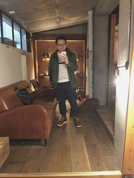 「RED WING SHOES（レッドウィング）のRed Wing Shoes Rubber-Soled Leather Boots（ブーツ）」を使った、Shaoyiさん（メンズ・172cm）の春コーディネート