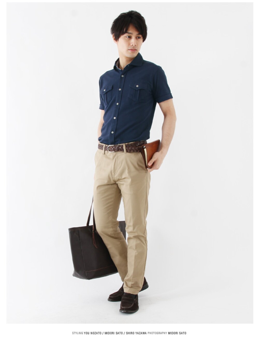 SPUスプさんの「襟元に個性光るオフィス対応COOLMAX半袖カットシャツ」を使ったコーディネート