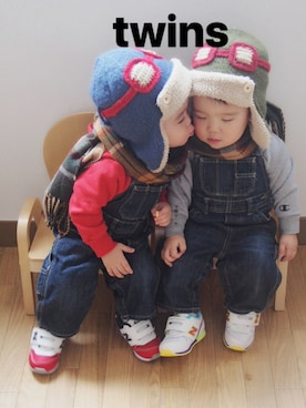 「TWINS（ツインズ）のアイテム」を使った、くーふーさん（キッズ・80cm）の春コーディネート