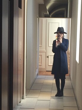 「GLOBAL WORK（グローバルワーク）のフェルトナカオレＨＡＴ/565115（ハット）」を使った、とみさん（レディース・164cm）の秋コーディネート