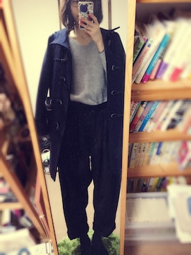 「袴パンツ」｜「アイテム（ダッフルコート）」を使った、myumyu*さん（レディース・169cm）の冬コーディネート